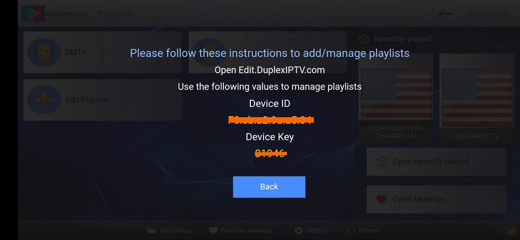 add m3u playlist to duplex iptv